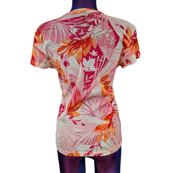 Vintage‎ Y2K The Limited Pink & Orange Tropical Sheer Mesh Tee-Shirt Size XL N85 - Picture 4 of 7